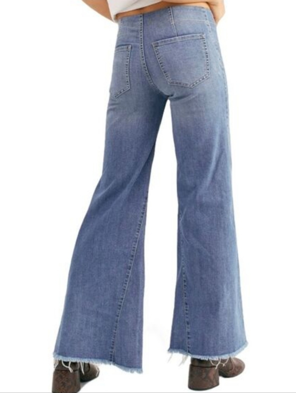 WE THE FREE Skyline Wide Flare Pull On Jeans Size 27 Stretch Denim Free People - Picture 2 of 6